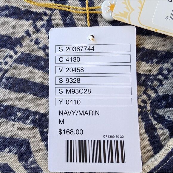 NWT Anthro Plenty Tracy Reese Linen Surplice Sack Dress M Geometric Print - Picture 7 of 8